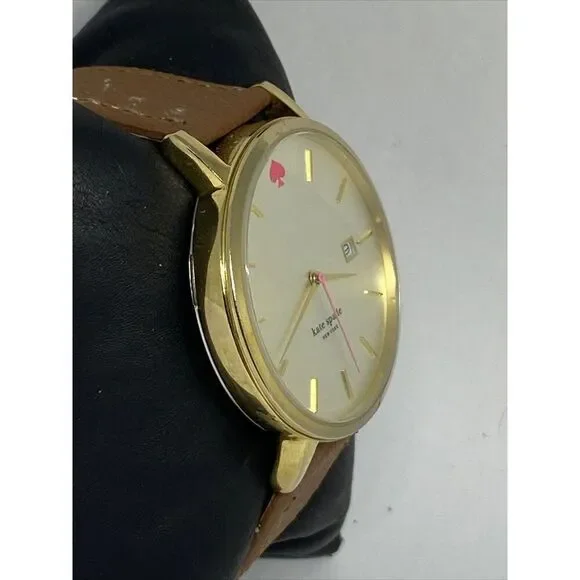 Kate Spade New York 0009 Womens Brown Leather Analog Gold Dial Wrist Watch VK155 - Picture 5 of 12